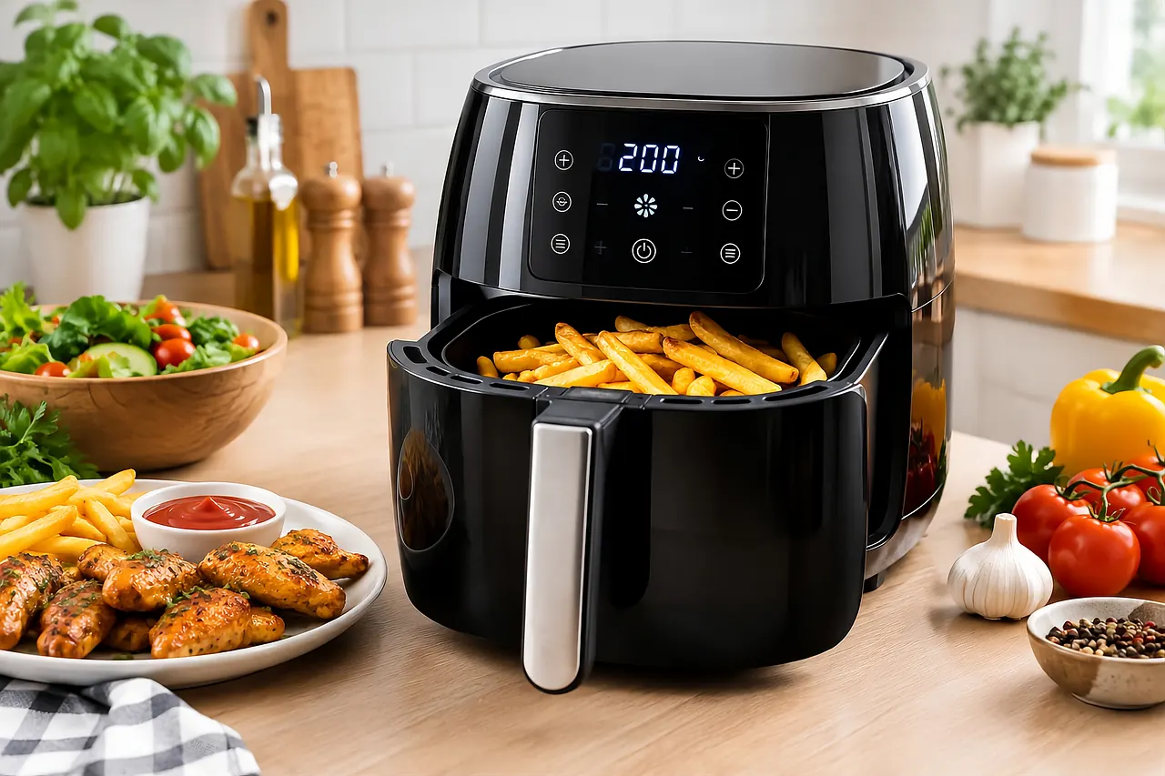 Stock photo: modern air fryer on kitchen counter