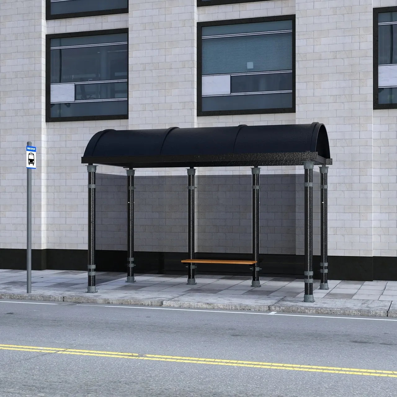 Foto de archivo: autobús urbano en la parada