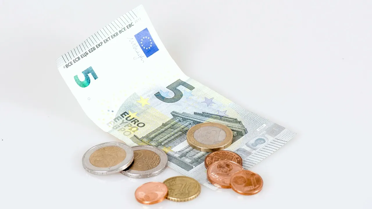 Foto de archivo: coins and banknotes