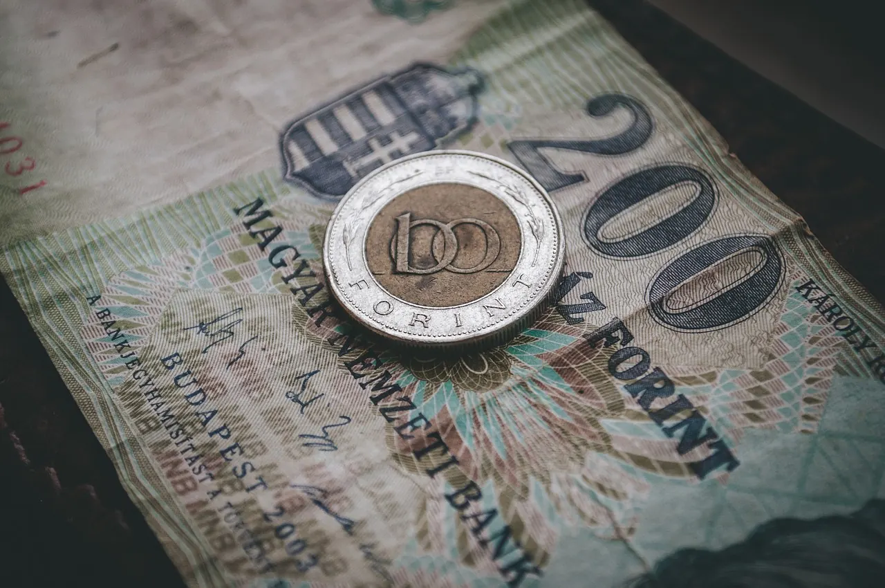 Foto de archivo: coins and banknotes