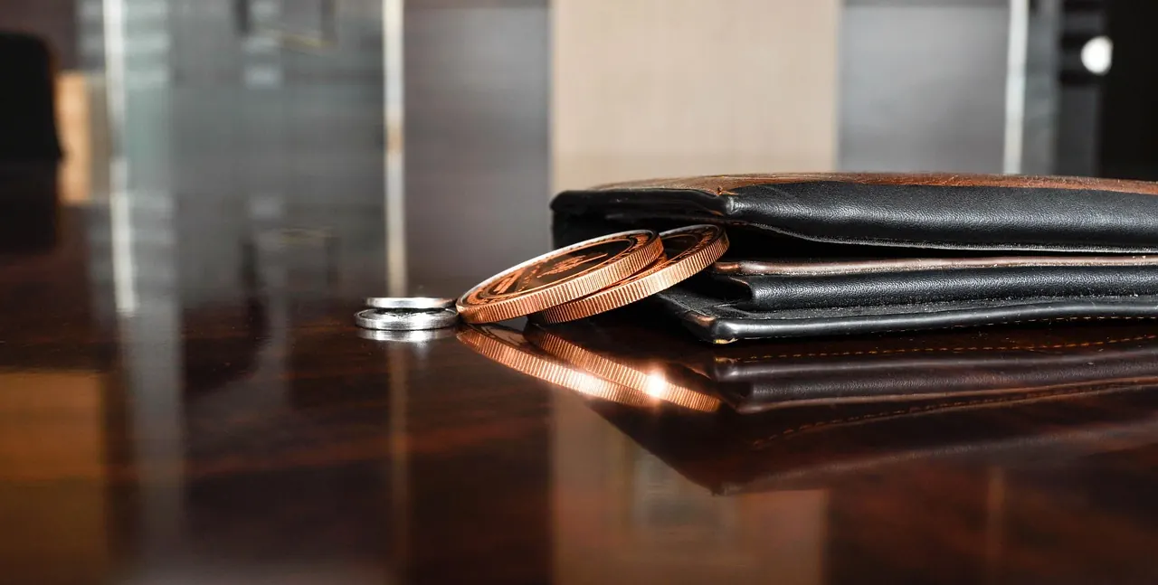 Stock photo: person checking empty wallet for loose change