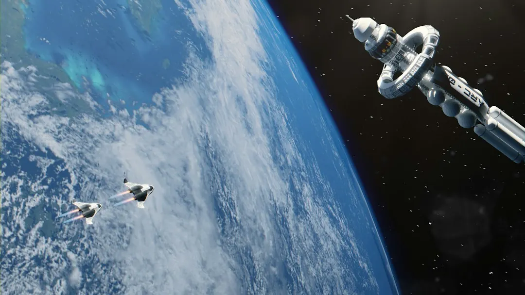 Stock photo: scientific instruments inside a space station interior