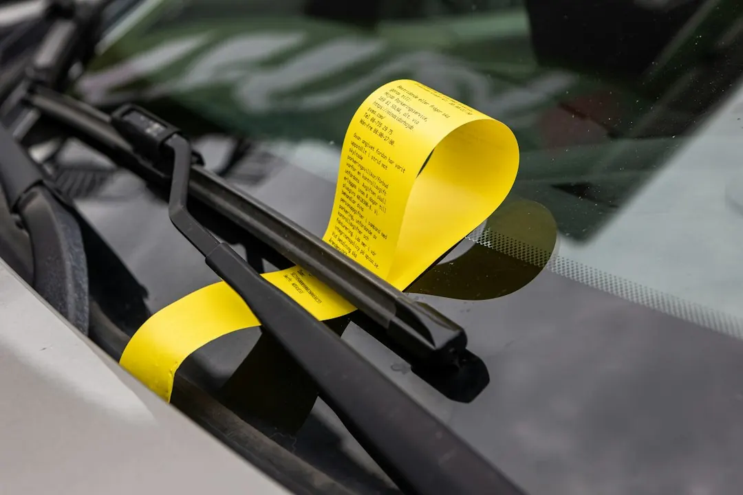 Stock photo: A parking ticket placed on a car windshield