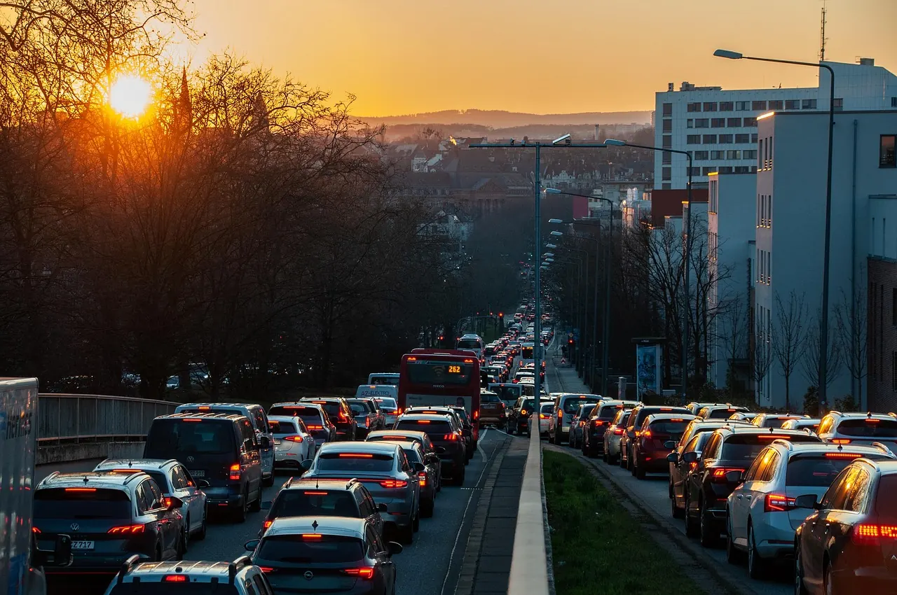 Stock photo: public bus driving on empty city street