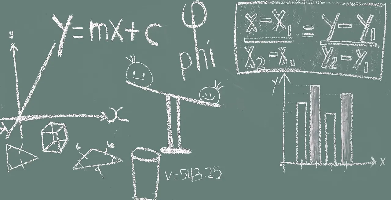 Fotografie de arhivă: formule matematice pe tablă neagră