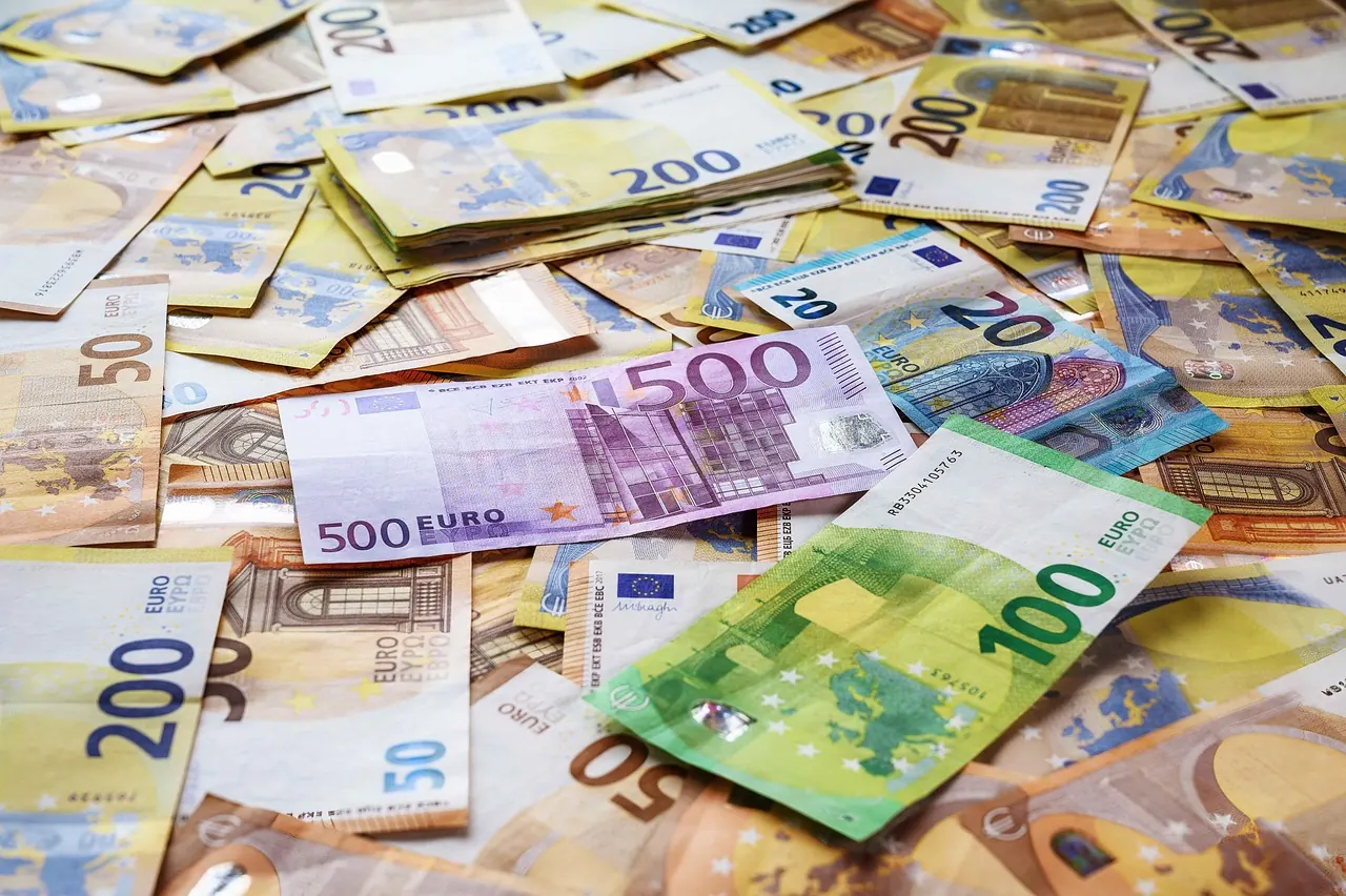 Stock photo: stacks of money inside a bank vault