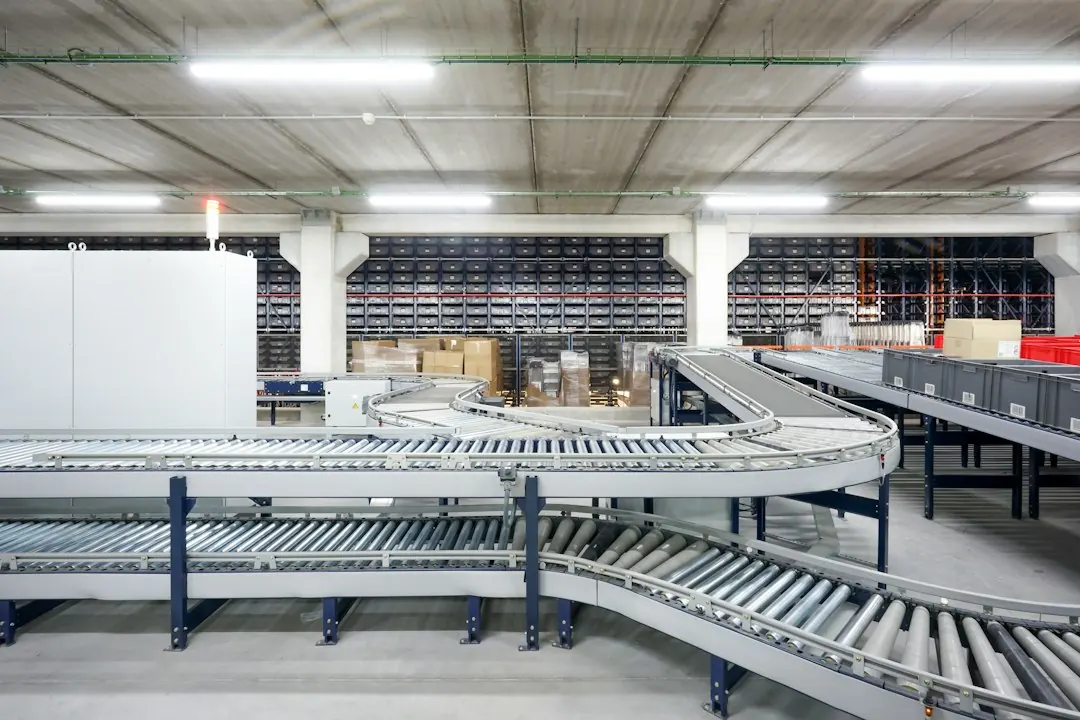 Stock photo: documents speeding along a factory conveyor belt